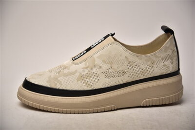 G352 543T046 BEIGE-BLACK Dámske kožené tenisky