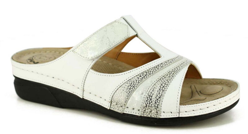 Dámske letné šľapky "MEDIC-O" vzor 2031-6145 White-Silver