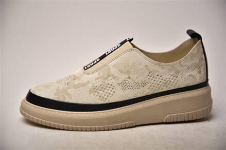 G352 543T046 BEIGE-BLACK Dámske kožené tenisky